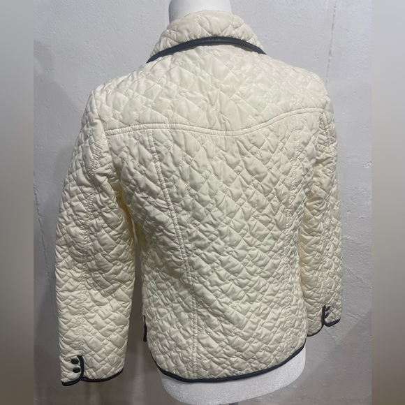 Charter Club White Quilted Puffer Jacket Faux Leather Lining Petite M - Picture 2 of 5